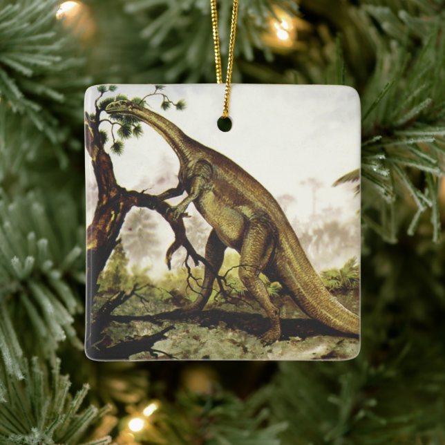 Vintage Dinosaurier, Plateosaurus Weiden auf Bäume Keramikornament (Baum)