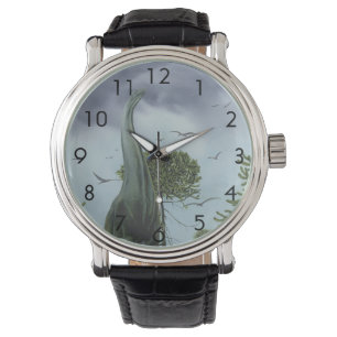 Vintage-Dinosaurier, Sauroposeidon mit fliegenden Armbanduhr