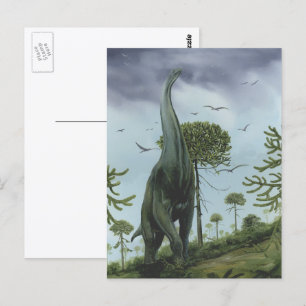 Vintage-Dinosaurier, Sauroposeidon mit fliegenden Postkarte