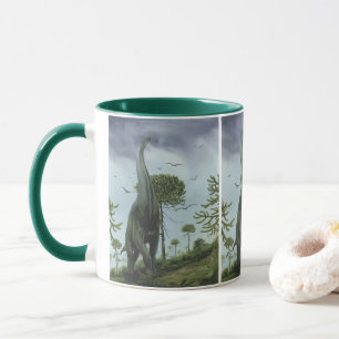 Vintage-Dinosaurier, Sauroposeidon mit fliegenden Tasse