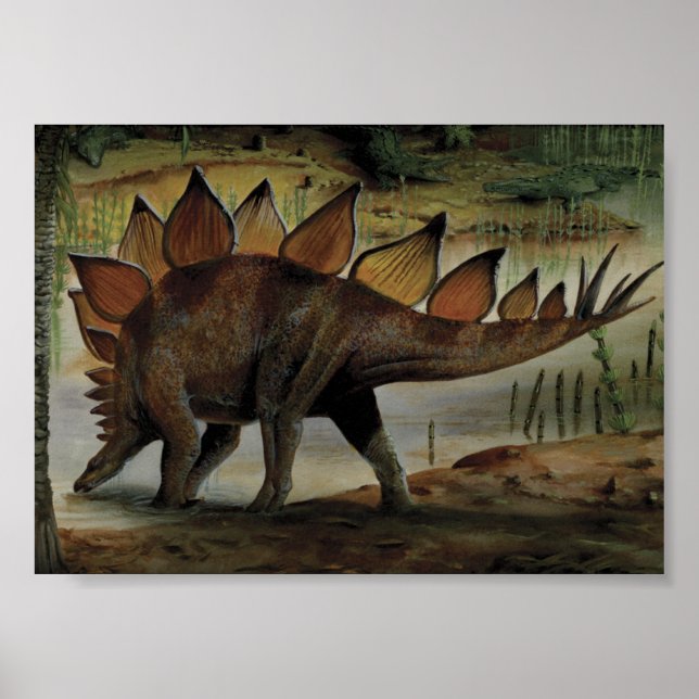Vintage Dinosaurier, Stegosaurus, Schwanz mit Spik Poster (Vorne)