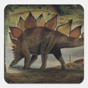 Vintage Dinosaurier, Stegosaurus, Schwanz mit Spik Quadratischer Aufkleber