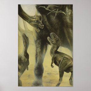 Vintage Dinosaurier, Torvosaurus und Brachiosaurus Poster
