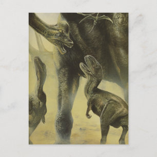 Vintage Dinosaurier, Torvosaurus und Brachiosaurus Postkarte