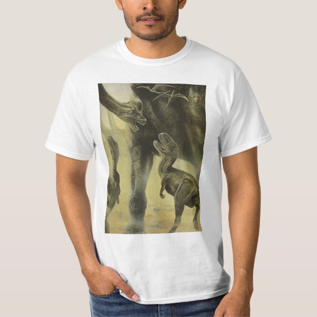Vintage Dinosaurier, Torvosaurus und Brachiosaurus T-Shirt (Vorderseite)