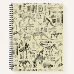 Vintage-Dinosaurierknochen-Fossilien-Kunst Notizbuch