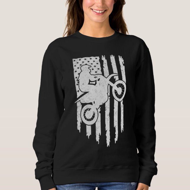 Vintage Dirt Bike Motocross American Flag Motocros Sweatshirt (Vorderseite)