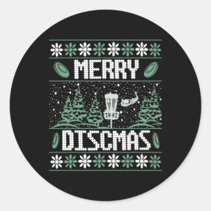 Vintage Disc Golf Hässliche Weihnachten Frohe Disc Runder Aufkleber