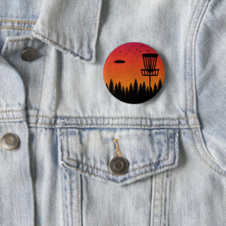 Vintage Disk Golf Frolf Frisbee Player Retro Button