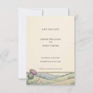 Vintage Distel Landschaft Save the Date Karte