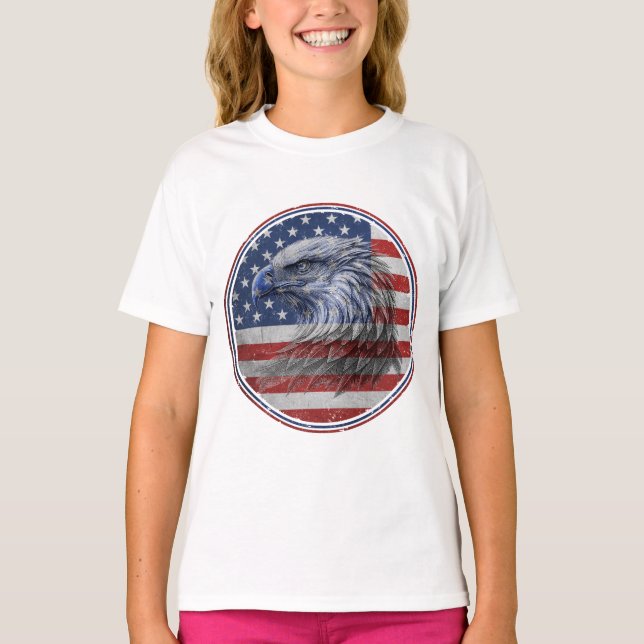 Vintage Distressed American Flag Eagle  T-Shirt (Vorderseite)