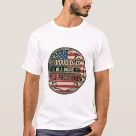 Vintage Distressed American Flag Firefighter Dad  T-Shirt