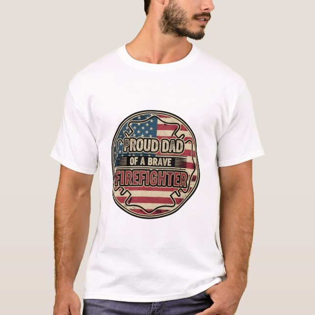 Vintage Distressed American Flag Firefighter Dad  T-Shirt (Vorderseite)