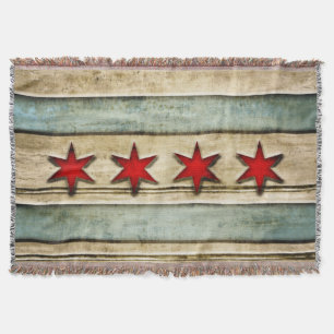 Vintage-Distressed-Chicago-Flag-Schnitzholz-Look Decke