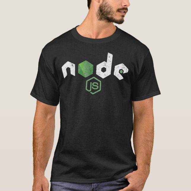 Vintage Distressed NodeJS JavaScript Programmierer T-Shirt (Vorderseite)