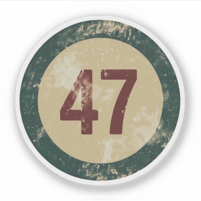 Vintage Distressed Number 47 Aufkleber (Vorderseite)