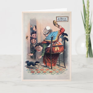 Vintage disziplinierte Kinderweihnachtskarte Feiertagskarte