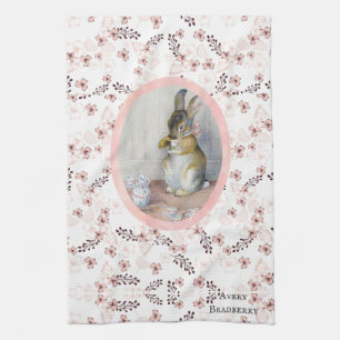 Vintage Ditsy Flower Miss Bunny Teatime Geschirrtuch