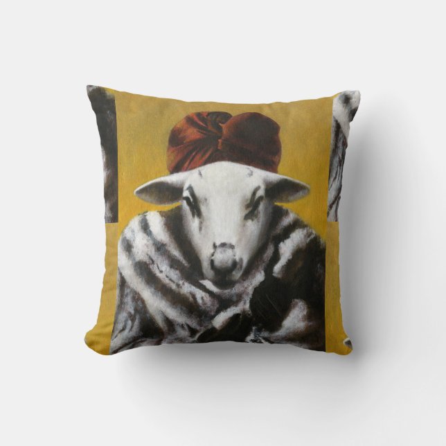 Vintage Diva Sheep Throw Cushion Kissen (Vorderseite)