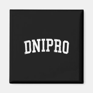 Vintage Dnipro Ukraine abgenutzt Weiße Varsity Magnet