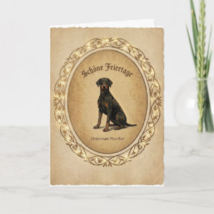 Vintage Doberman Weihnachtskarte Schöne Feiertage Feiertagskarte