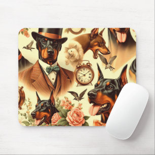 Vintage-Dobermann nahtlose Illustration Mousepad