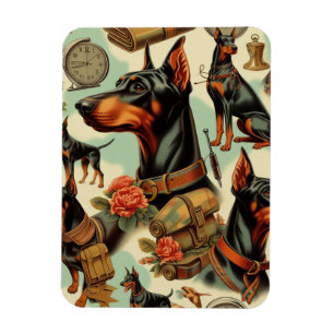 Vintage-Dobermann nahtlose Malerei Magnet