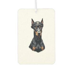 Vintage Dobermann Polizeihund-Porträt Schwarz-Weiß Autolufterfrischer