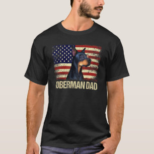 Vintage Dobermann Vater Amerikanische Flagge USA 4 T-Shirt