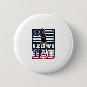 Vintage Dobermann-Vater Patriotisches Hund-Shirt D Button