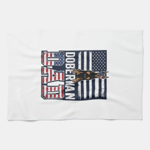 Vintage Dobermann Vater Patriotisches Hund-Shirt D Geschirrtuch