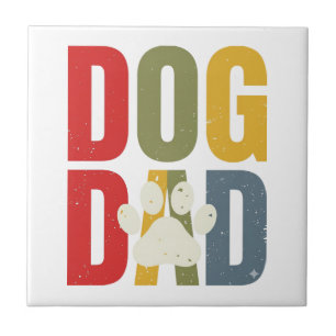 Vintage Dog Dad Pfotenabdruck Retro-Typografie-Shi Fliese