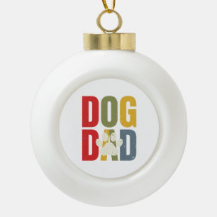 Vintage Dog Dad Pfotenabdruck Retro-Typografie-Shi Keramik Kugel-Ornament