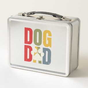 Vintage Dog Dad Pfotenabdruck Retro-Typografie-Shi Metall Brotdose