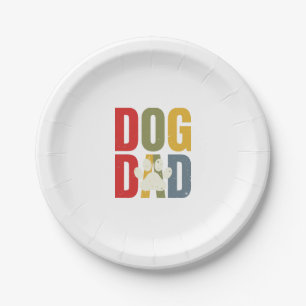 Vintage Dog Dad Pfotenabdruck Retro-Typografie-Shi Pappteller