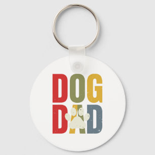 Vintage Dog Dad Pfotenabdruck Retro-Typografie-Shi Schlüsselanhänger