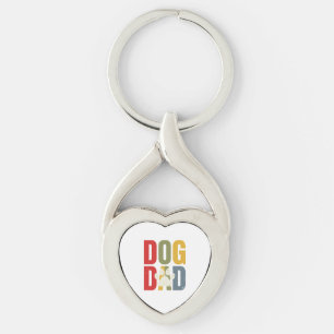 Vintage Dog Dad Pfotenabdruck Retro-Typografie-Shi Schlüsselanhänger