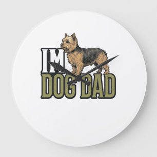 Vintage Dog Dad Terrier Gravur Shirt Design_1 Große Wanduhr