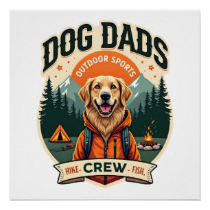 Vintage Dog Dads Outdoor Sports Crew Golden Retrie Poster