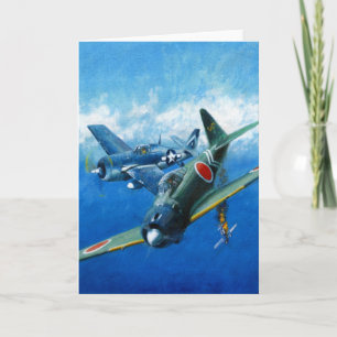 Vintage-Dogfight-Grußkarte Karte