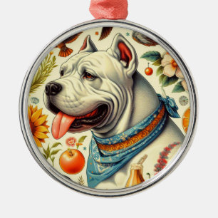 Vintage Dogo Argentino Illustration Ornament Aus Metall