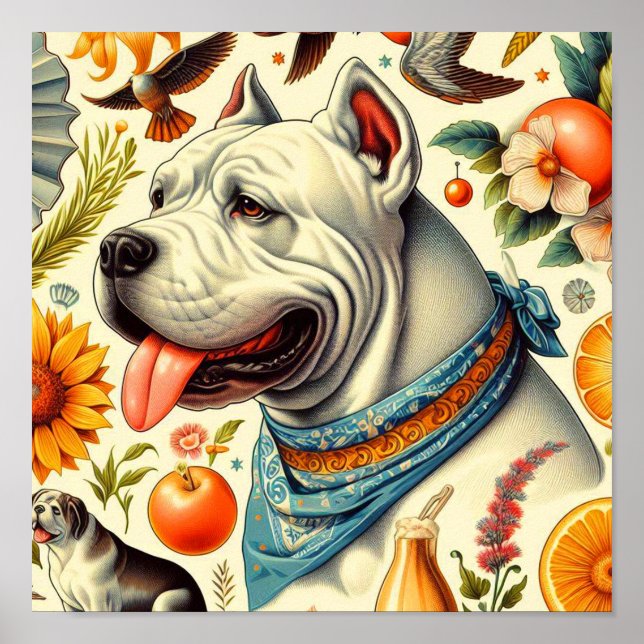 Vintage Dogo Argentino Illustration Poster (Vorne)