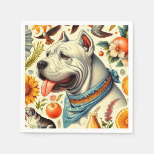 Vintage Dogo Argentino Illustration Serviette