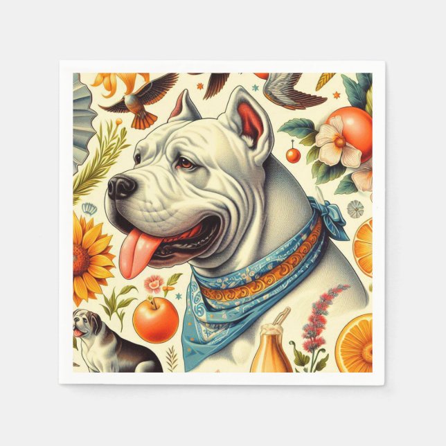 Vintage Dogo Argentino Illustration Serviette (Vorderseite)