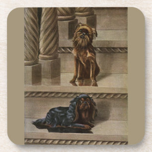 Vintage Dogs Sitting on a Staircase Getränkeuntersetzer