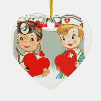 Vintage Doktor- und Krankenschwester-Liebe mit Keramik Ornament