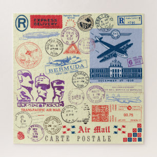 Vintage-Dokumentenstempel-Dekor-Set Puzzle