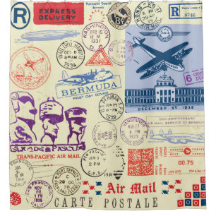 Vintage-Dokumentenstempel-Dekorset Duschvorhang
