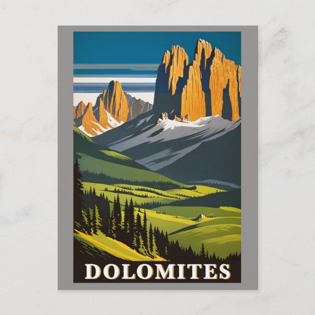 Vintage Dolomiten Berge Italien Landschaft Postkarte (Vorderseite)
