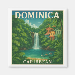 Vintage Dominica Karibik-Reiseplakat Magnet